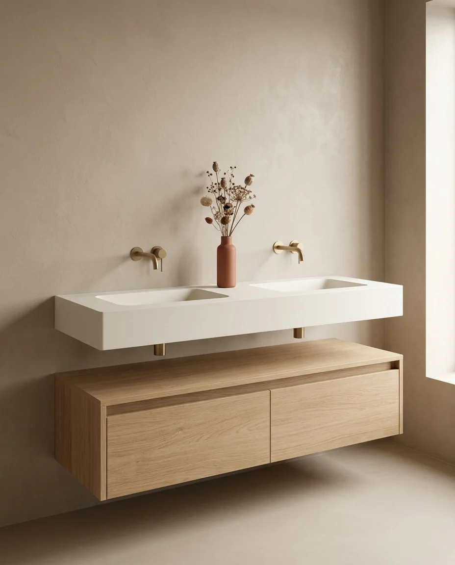 wastafel duo in linen, ochtend