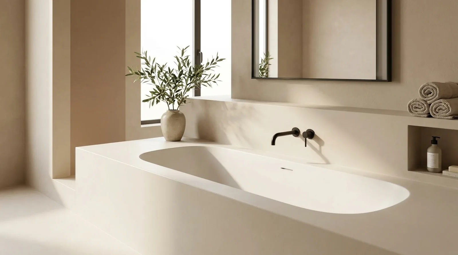 inbouwbad in solid surface, op maat gemaakt